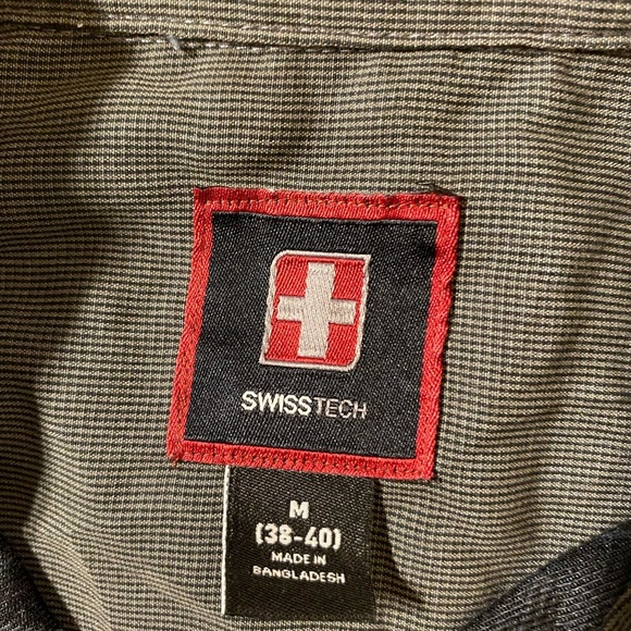 Swiss Tech Gray Plaid Button-Up Shirt Medium (38-40) (JH) - Picture 8 of 13